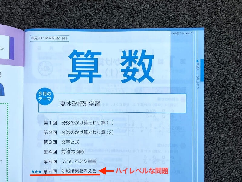 8月号算数（6年生）